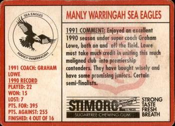 1991 Stimorol NRL #33 Crest - Sea-Eagles Back